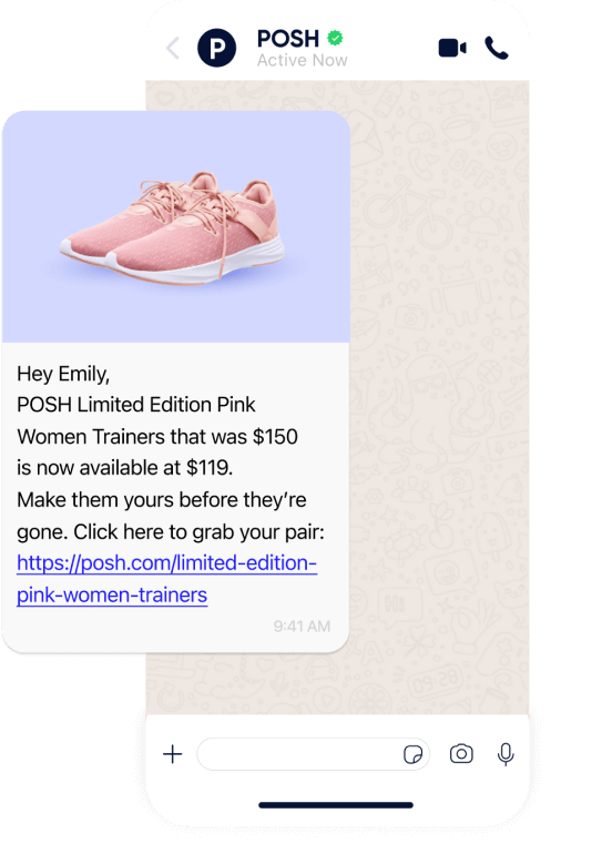 Example of a message from an official business account on WhatsApp
