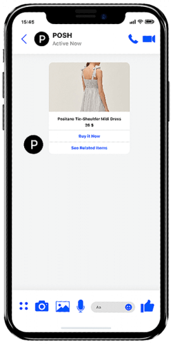 Gamified mobile engagement using messaging apps like WhatsApp Business. Showing a dress and incentivizing the shopper to act now.