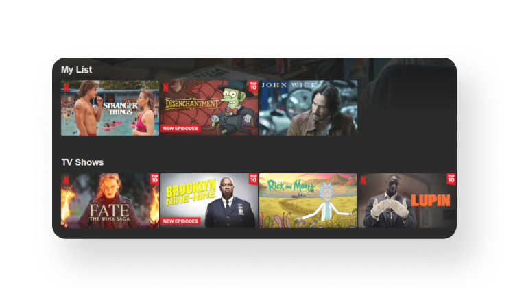 The visual that shows Netflix algorithms immediately recommend other TV shows that you might like