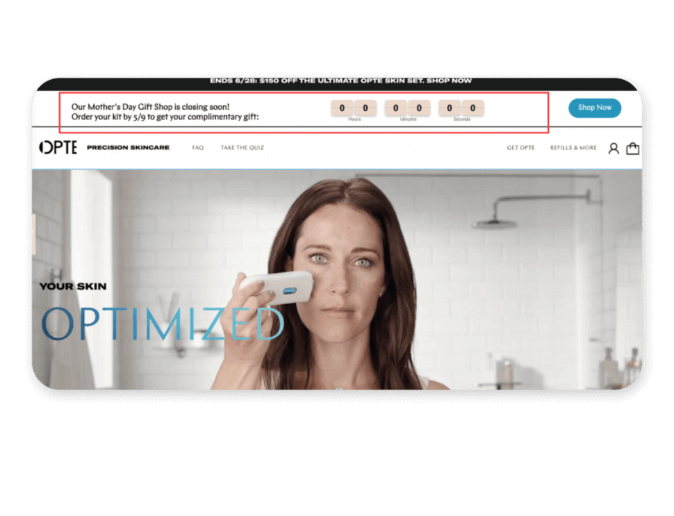 Image showing the use of countdown timer to increase checkout page visit