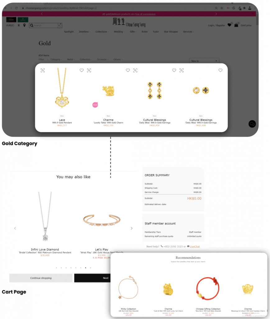 Insider One website product recommendations