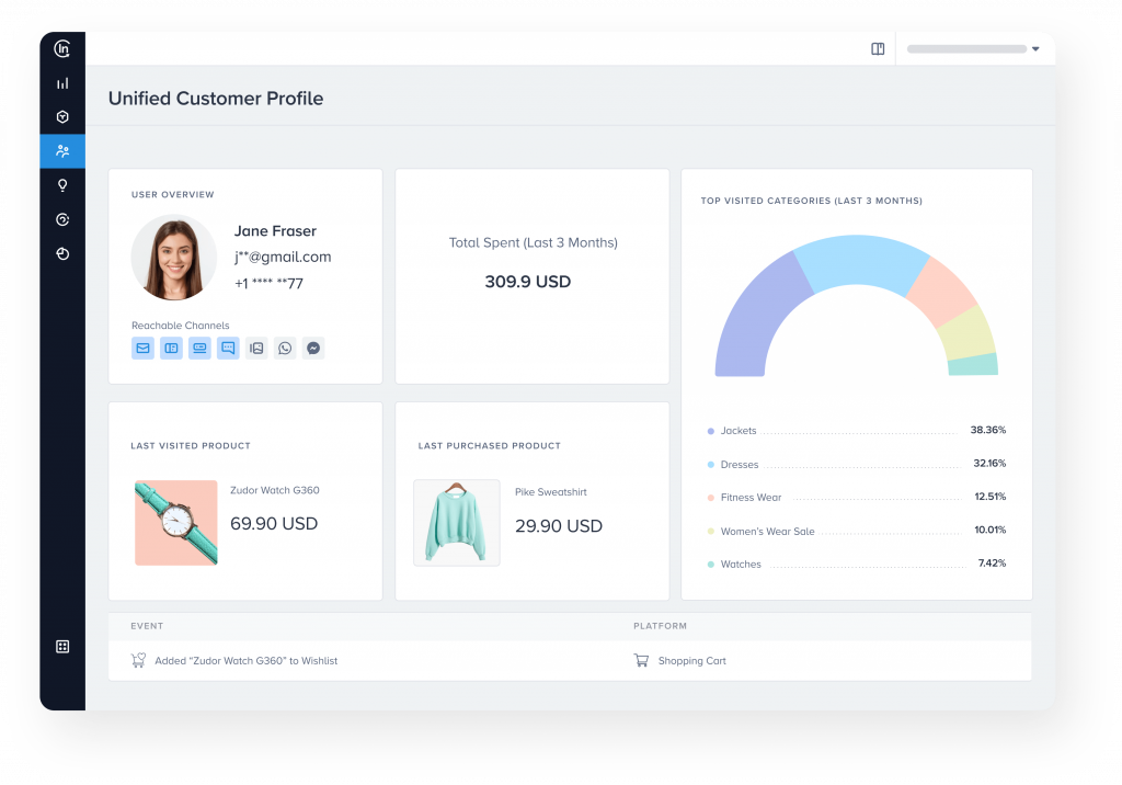 Insider One’s CDP enables you to create a detailed profile for every customer