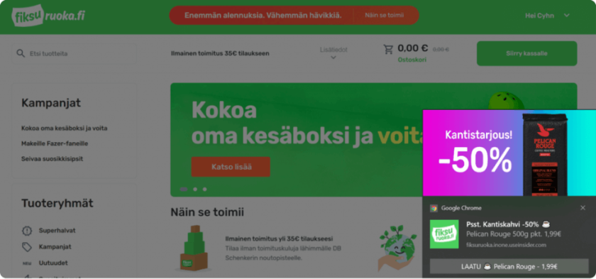 Image showing web push messaging
