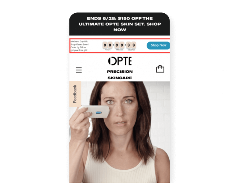 Image showing the use of countdown timer to increase checkout page visit.
