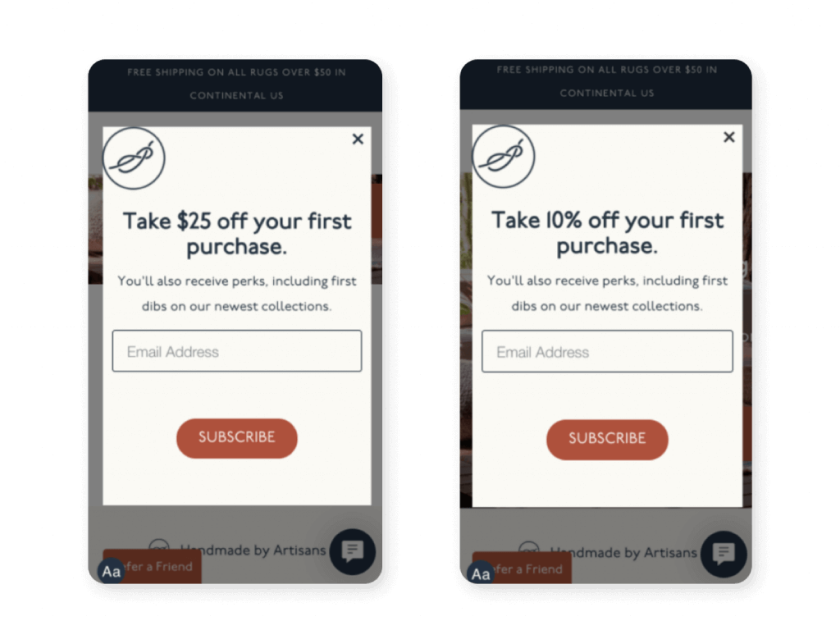 Image showing first-time visitor popups