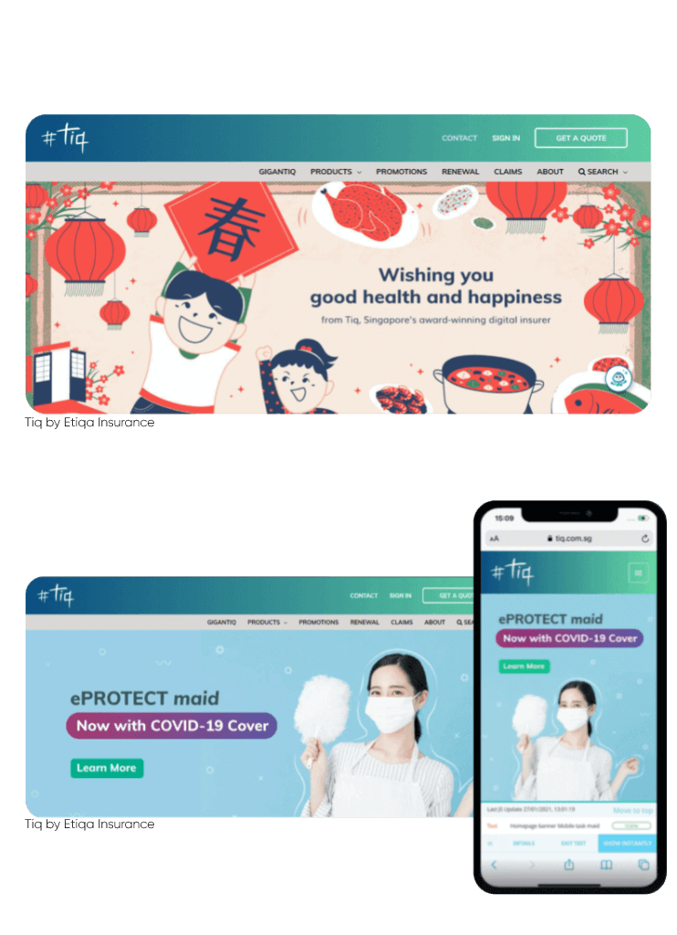 Etiqa Insurance used Insider One to personalize their homepage banne