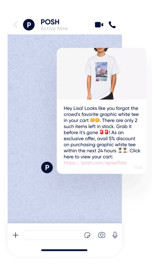 A phone screenshot showing an example of Insider One’s web push notifications for reducing cart abandonment as part of a multi-channel marketing campaign.
