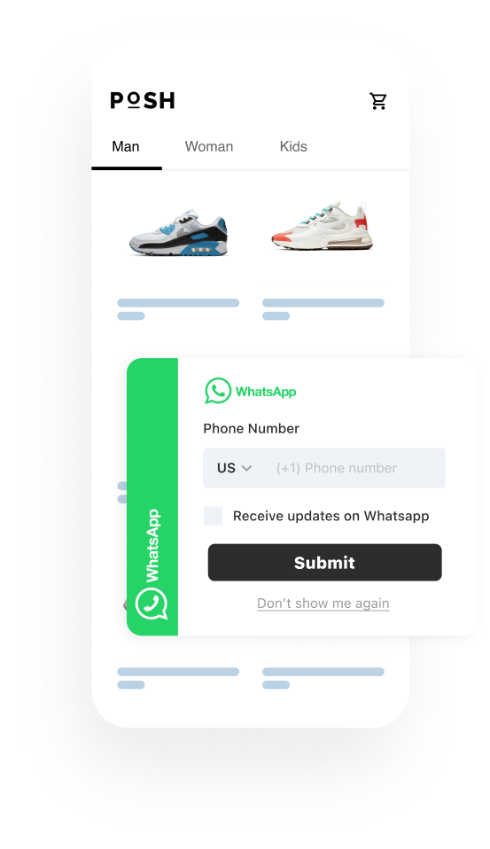 Insider One WhatsApp opt-in pop-up mobile app