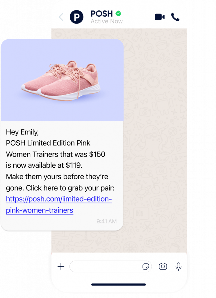 WhatsApp Marketing avec Insider One - alerte baisse de prix