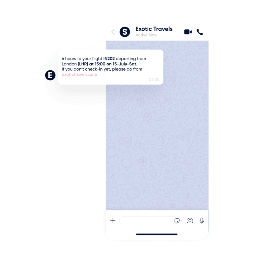 WhatsApp Marketing avec Insider One - Infos sur vol