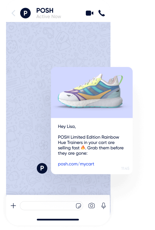 WhatsApp Marketing avec Insider One - rappel de panier abandonné