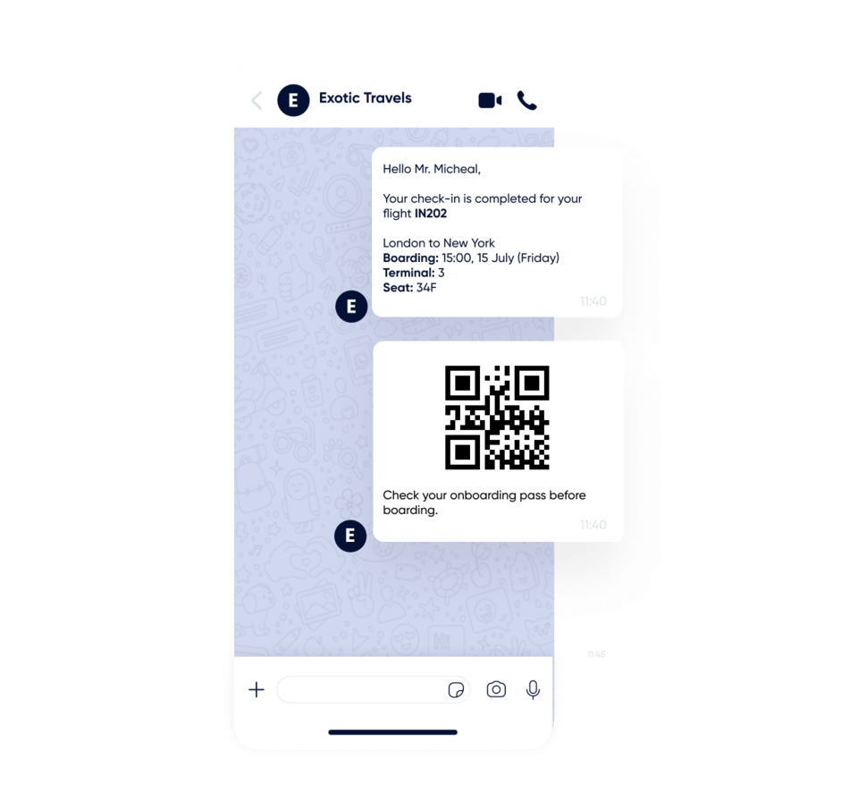 WhatsApp Marketing avec Insider One - Carte d’embarquement & infos de vol