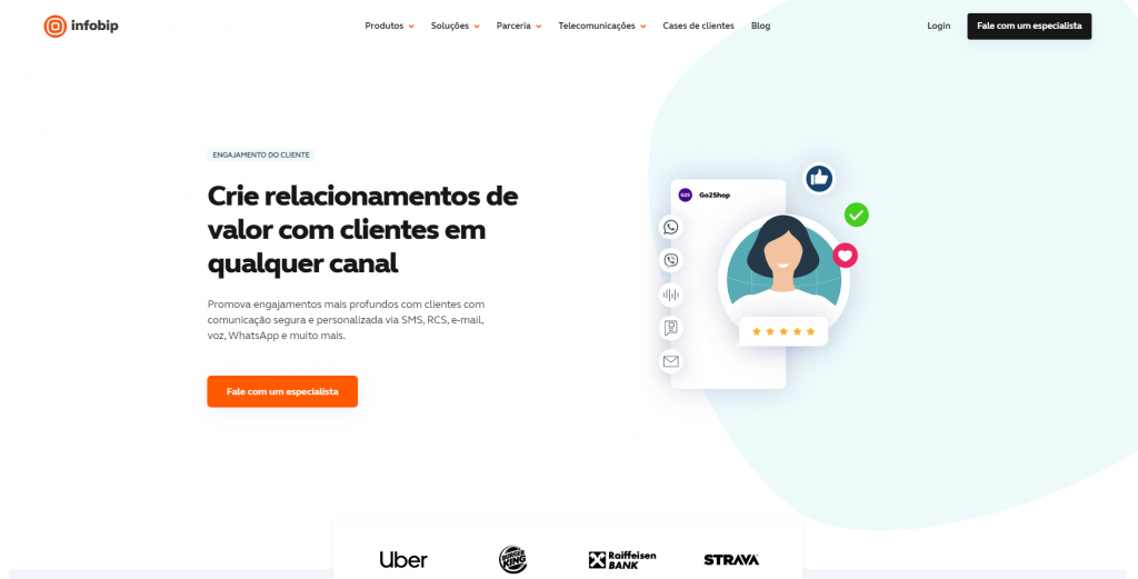 Página Inicial da Infobip