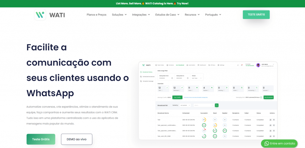 Página Inicial da WATI