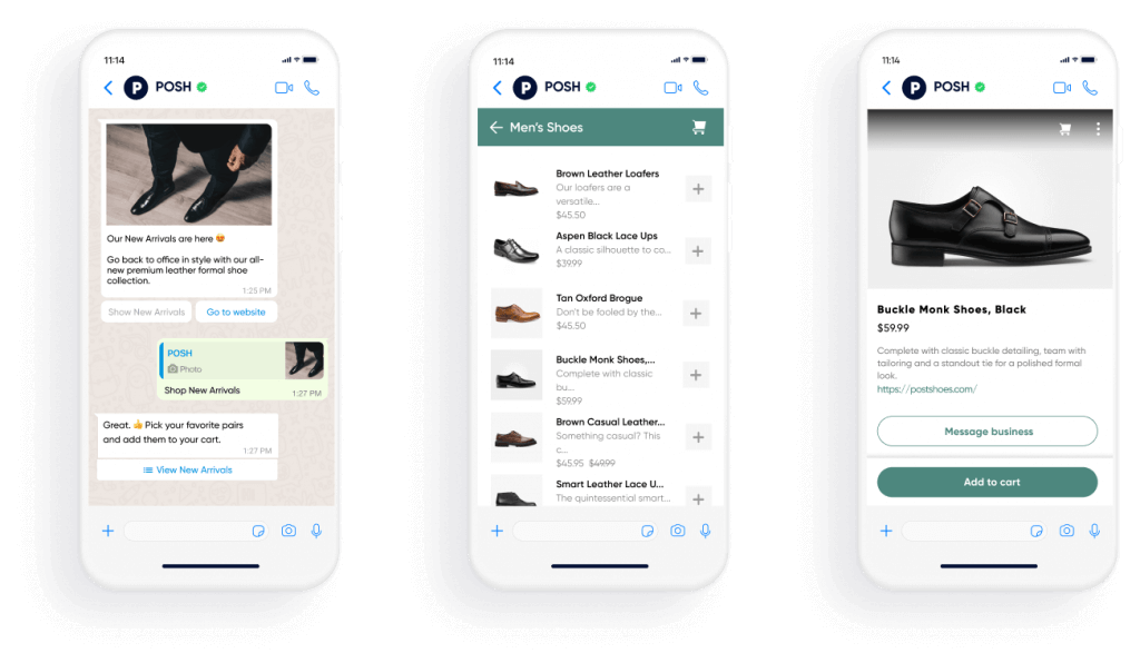 Sapatos masculinos com o conversational commerce via WhatsApp da Insider One