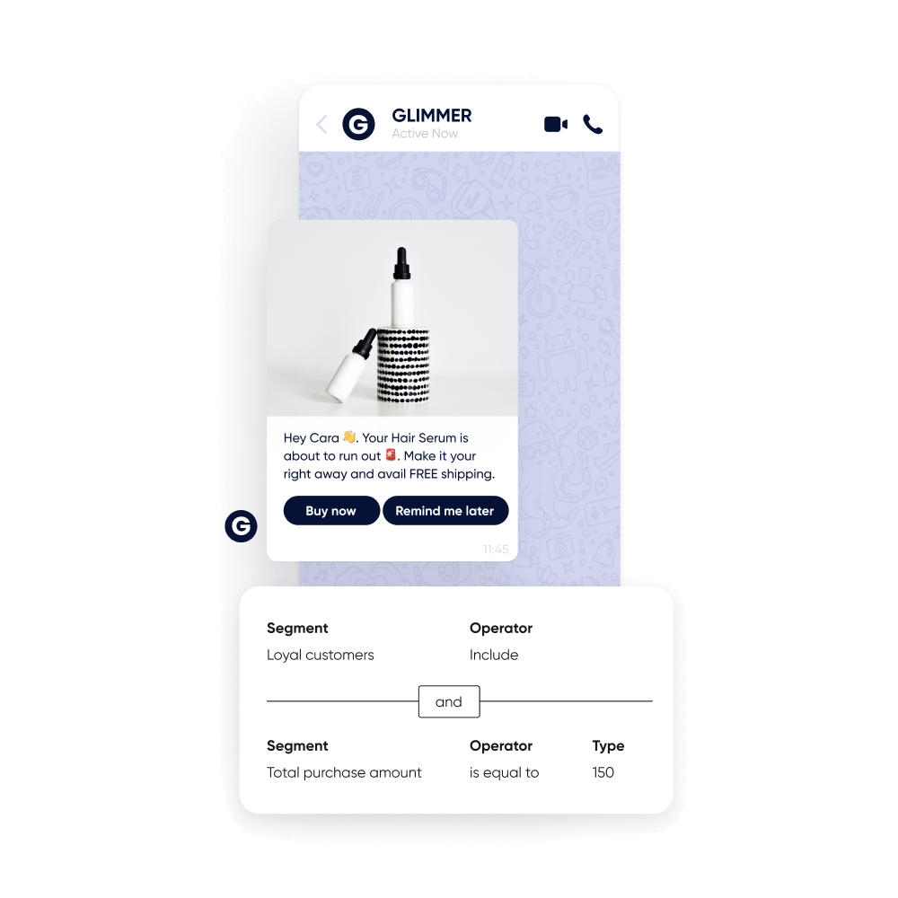Insider One WhatsApp replenishment campaign