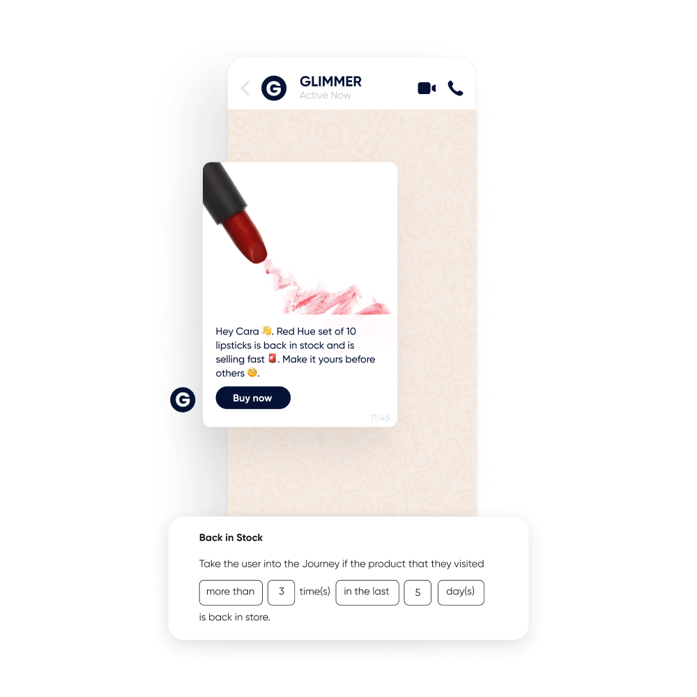 Insider One WhatsApp back in stock alert