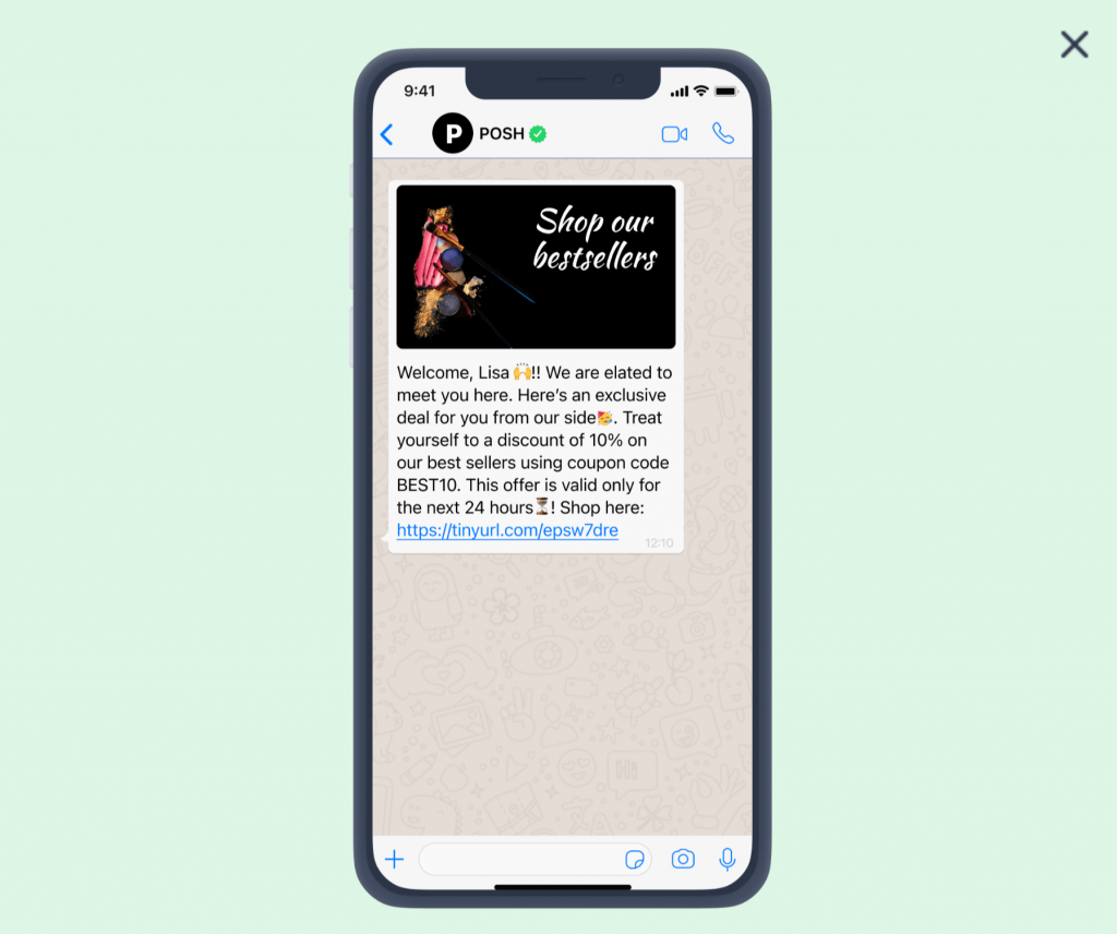 Insider One WhatsApp template discount code