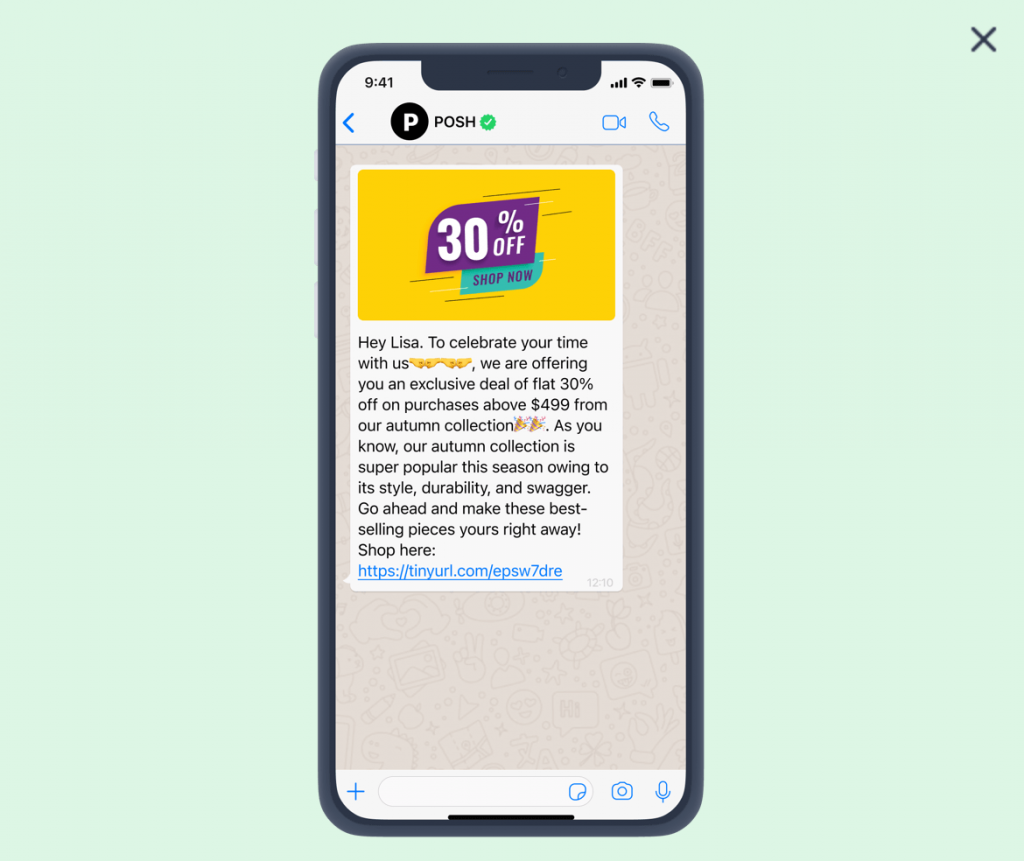 Insider One WhatsApp template upsell memberships with discount