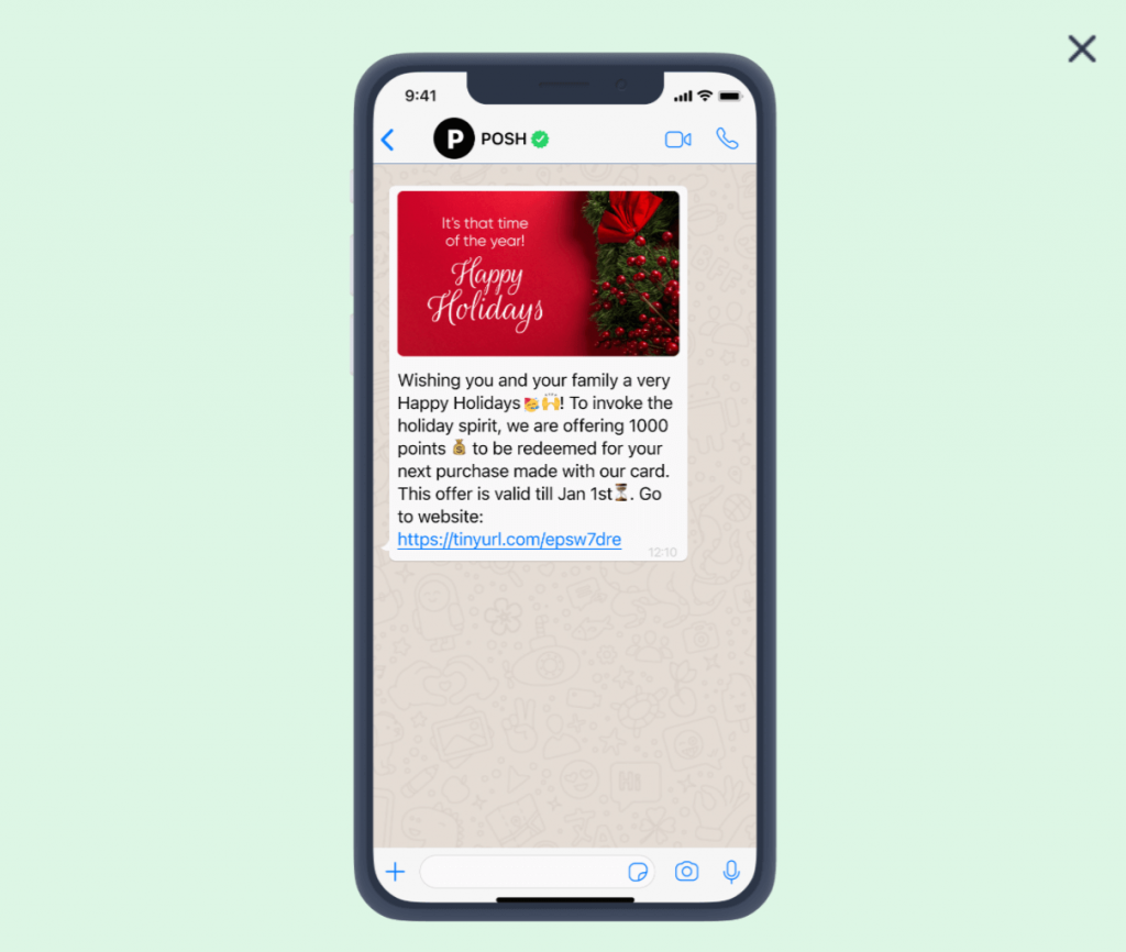 Insider One WhatsApp template holiday offer