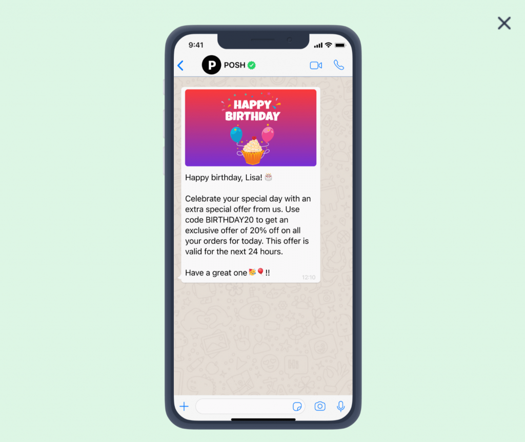 Insider One WhatsApp template celebrate customer birthday