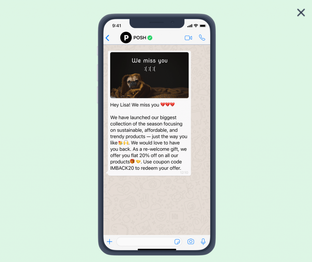 Insider One WhatsApp template brick back inactive customers new collection