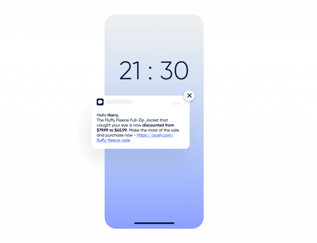 Price drop wishlist reminders in SMS campaigns