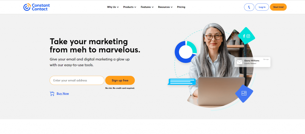 Constant Contract página principal