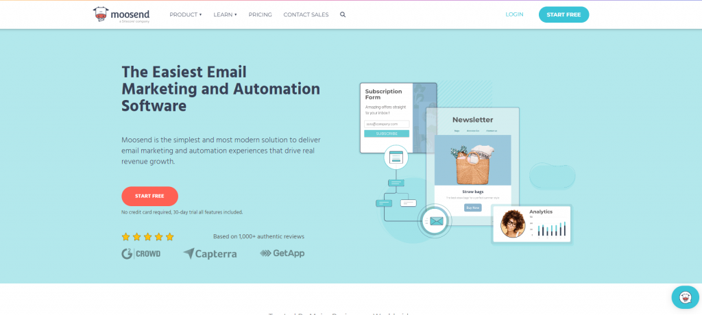 Moosend página principal