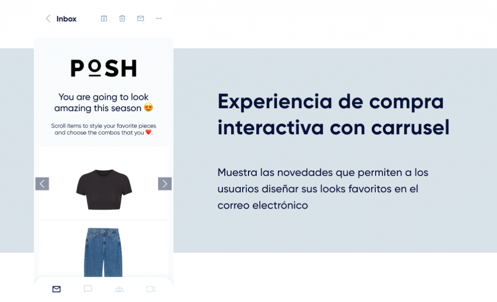 Carrusel de productos interactivos de correo electrónico Insider One AMP