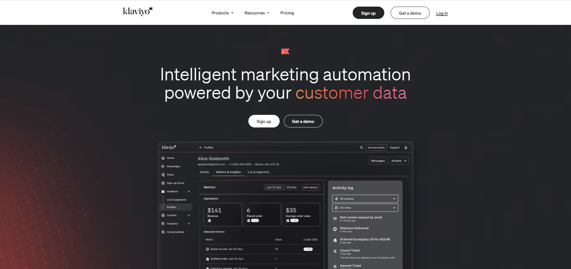 Klaviyo página principal