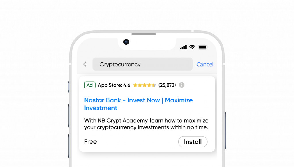 a google search ad that says ‘Install’ with a ‘Download our app’ CTA