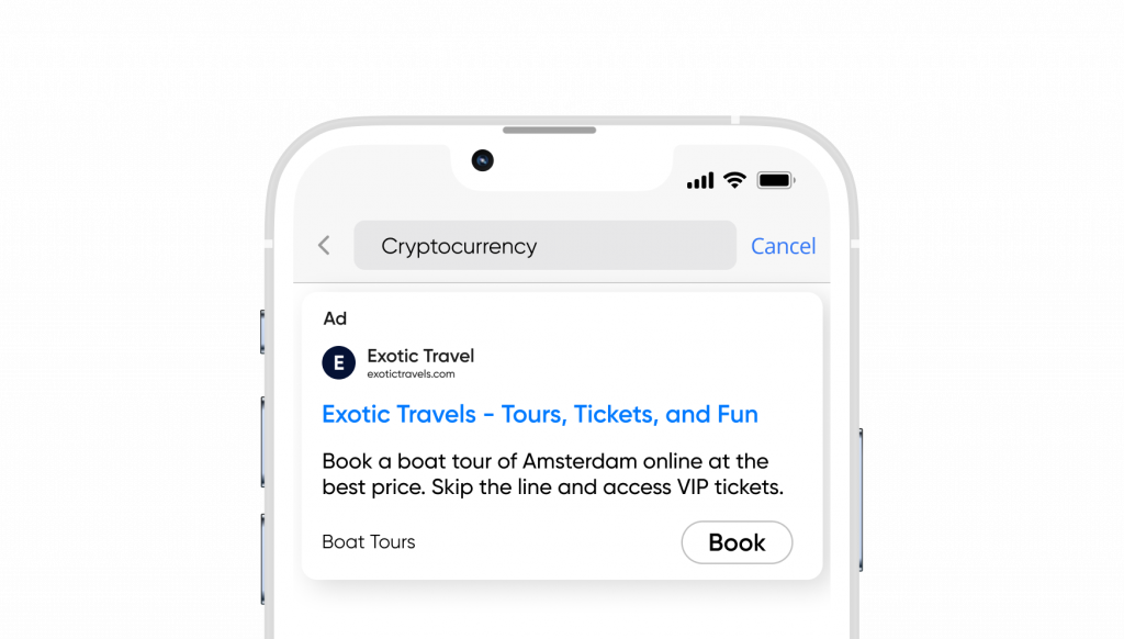 A Google ad displaying a boat tour of Amsterdam