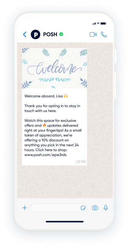 Use Insider One’s WhatsApp marketing solution to welcome new subscribers