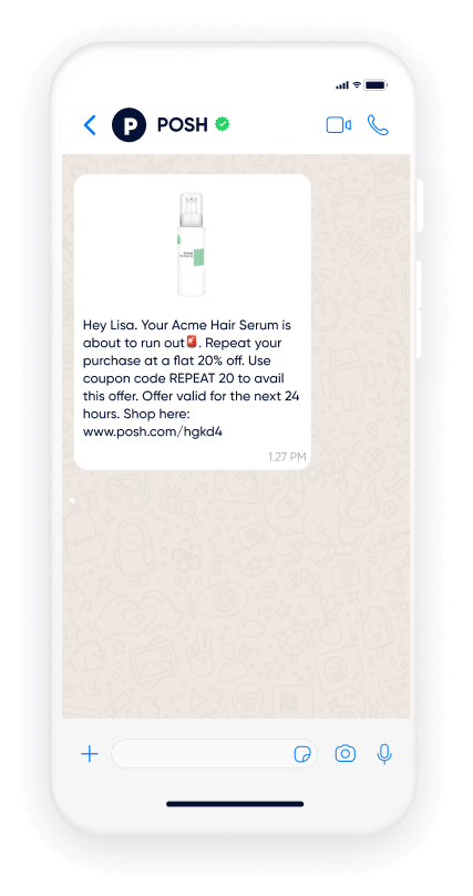 Use Insider One’s WhatsApp for business to encourage repeat purchases