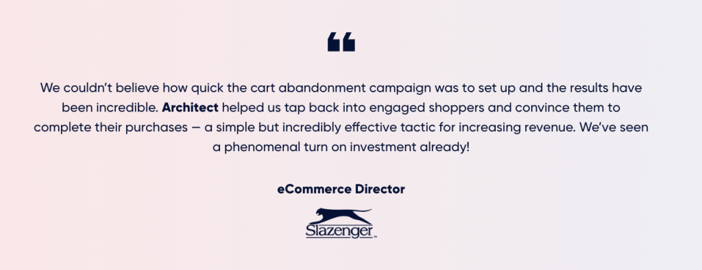 Slazenger testimonial for Insider One’s customer targeting capabilities