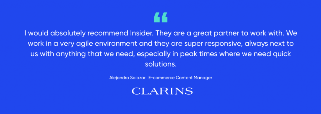 Clarins testimonial for Insider One customer targeting capabilities