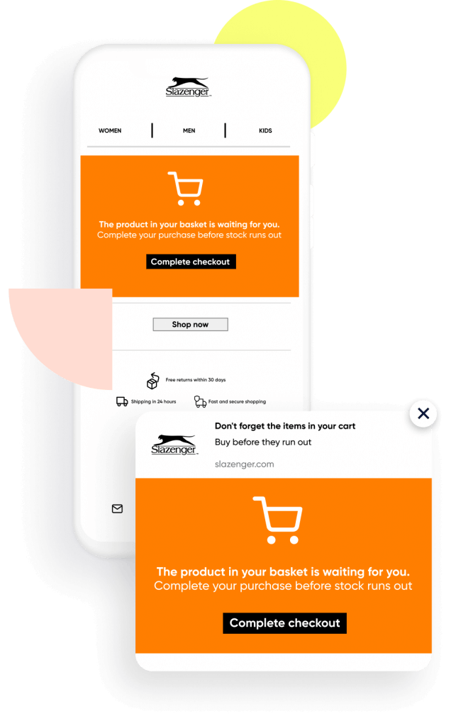 notifications de baisse de prix et des rappels de panier