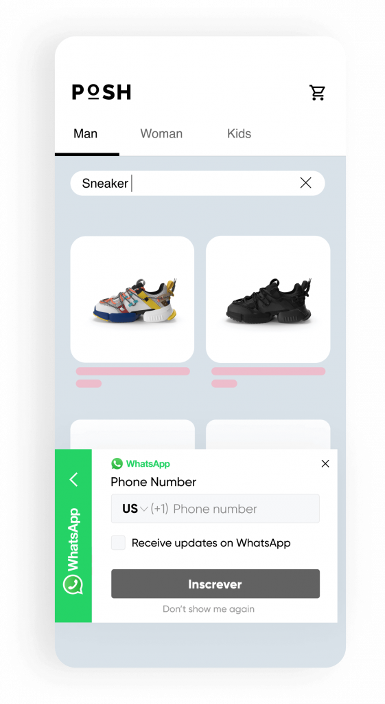 Pop up de opt-in da Insider One no WhatsApp