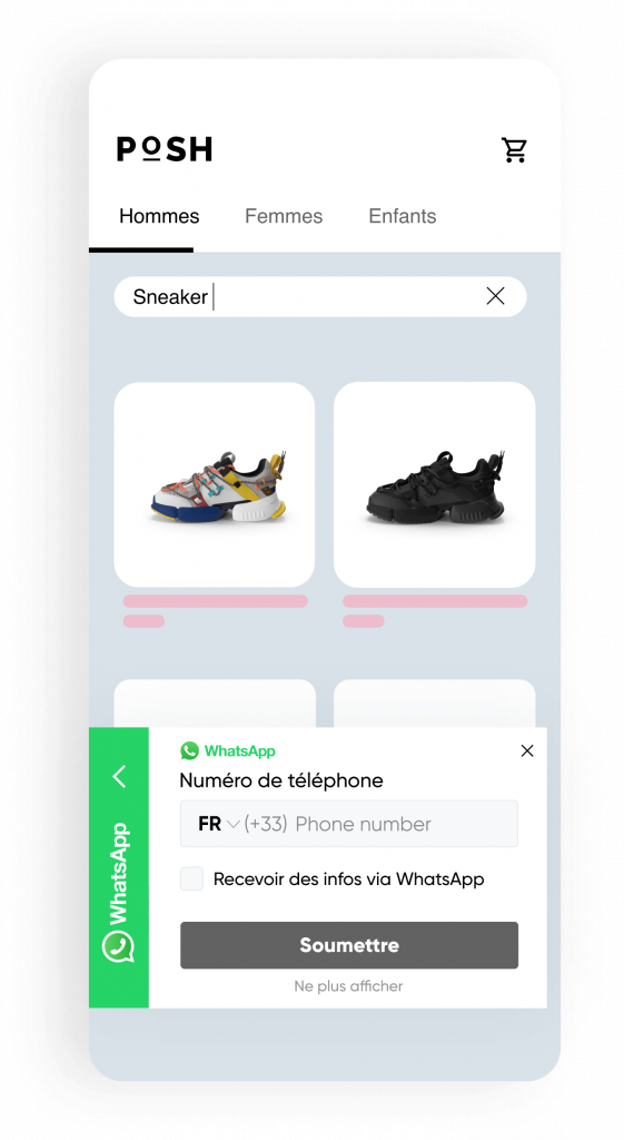 Pop-up d'opt-in WhatsApp de l'initié
