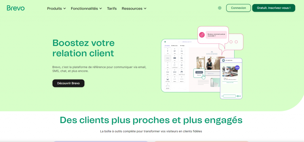 Page d'accueil de Sendinblue (Brevo)