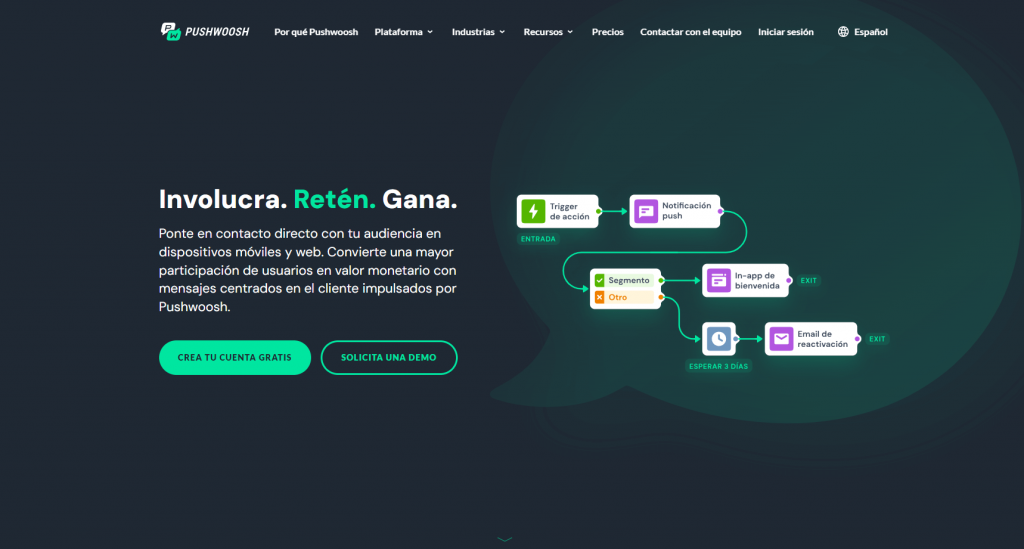 página de inicio Pushwoosh