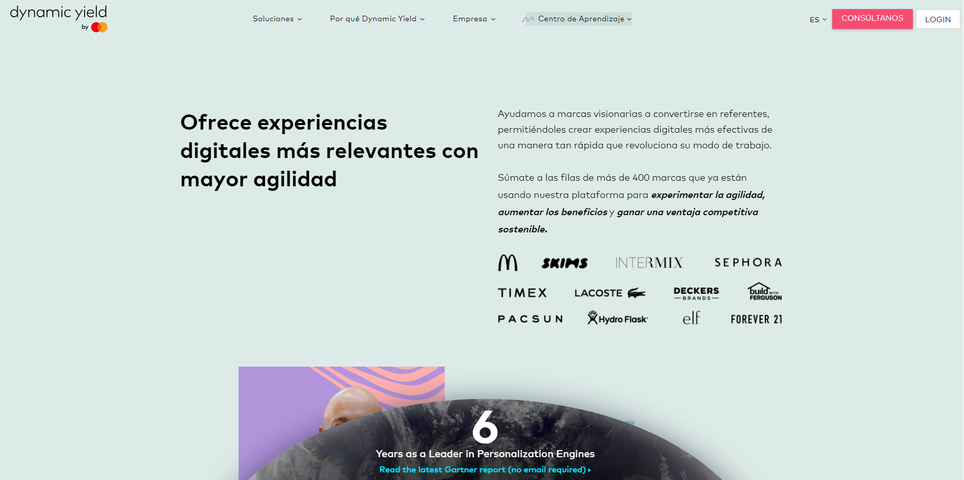 Dynamic Yield página principal