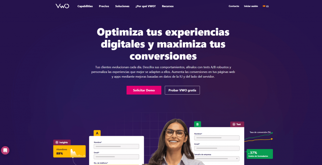 VWO página principal