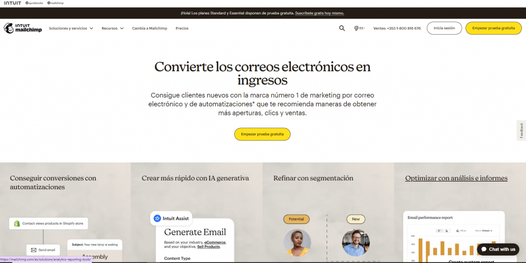 Mailchimp página principal