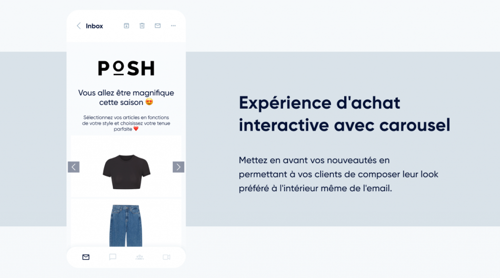 Insider One - carousel  de produit interactif dans email AMP