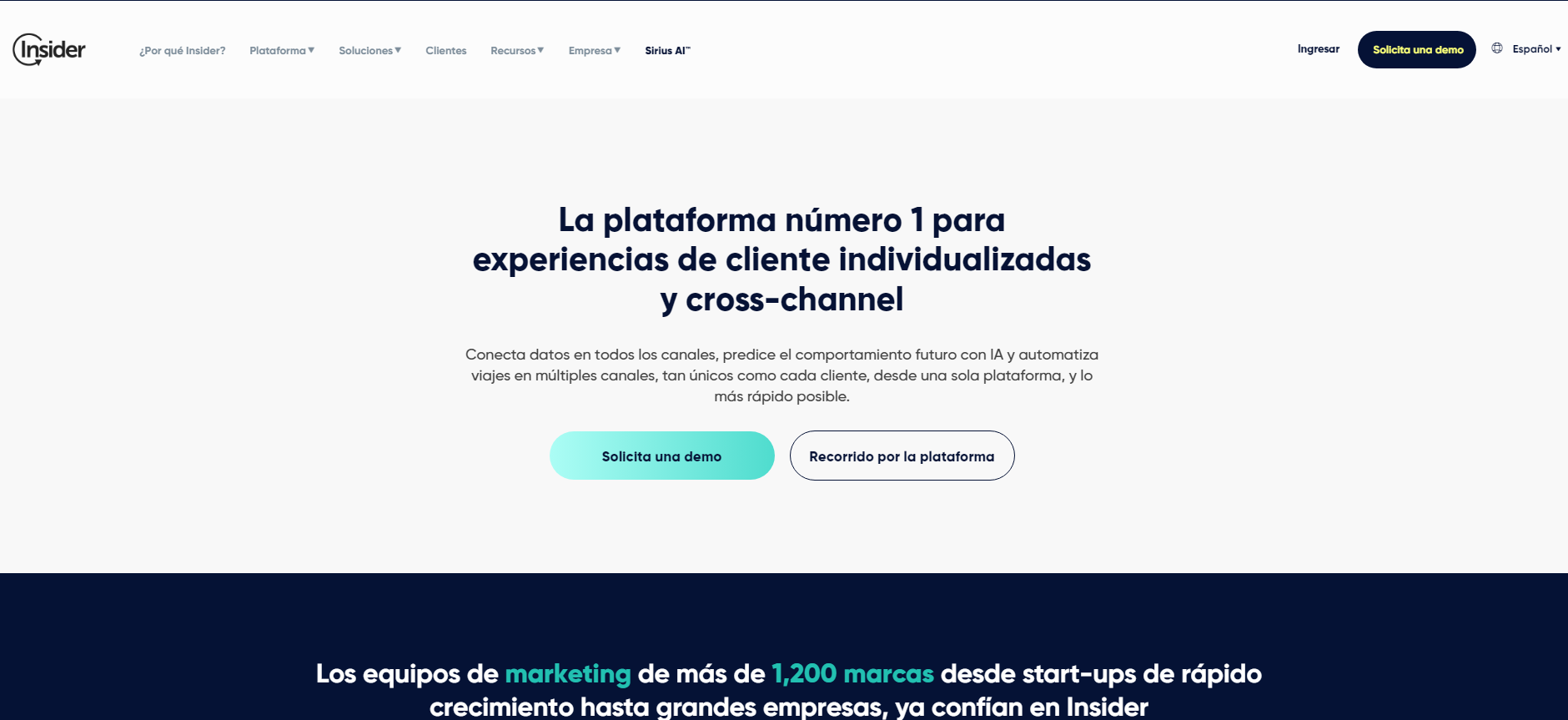 Página inicial da Insider One