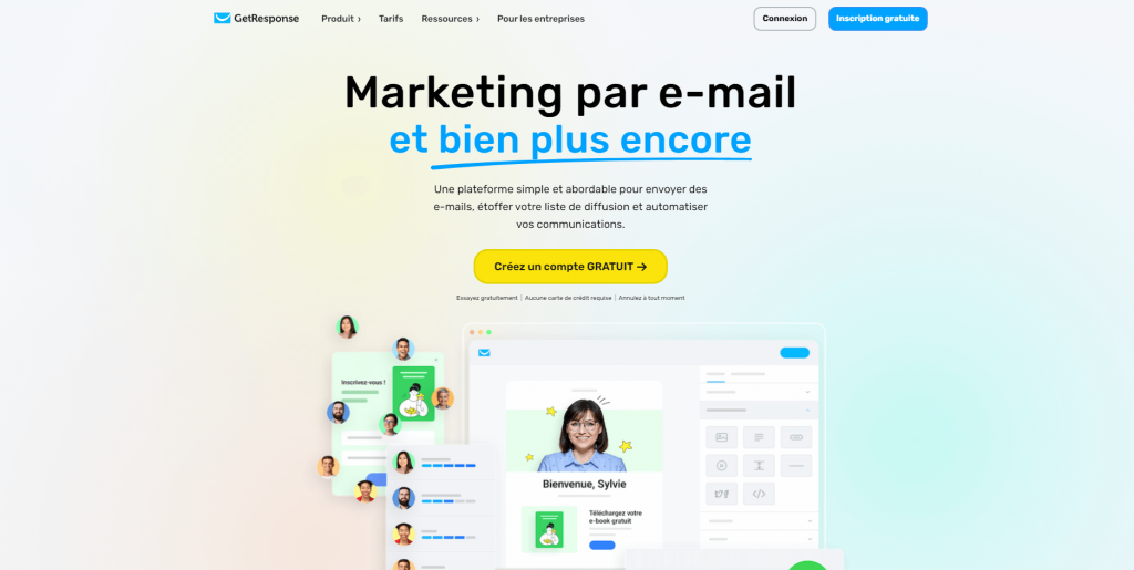 GetResponse page d'accueil