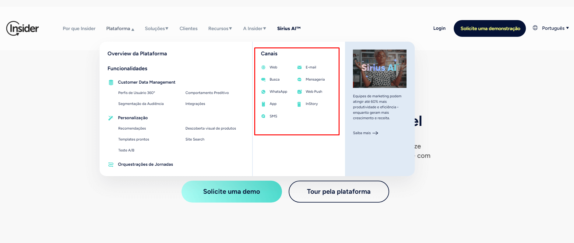 Insider One seja compatível com vários canais
