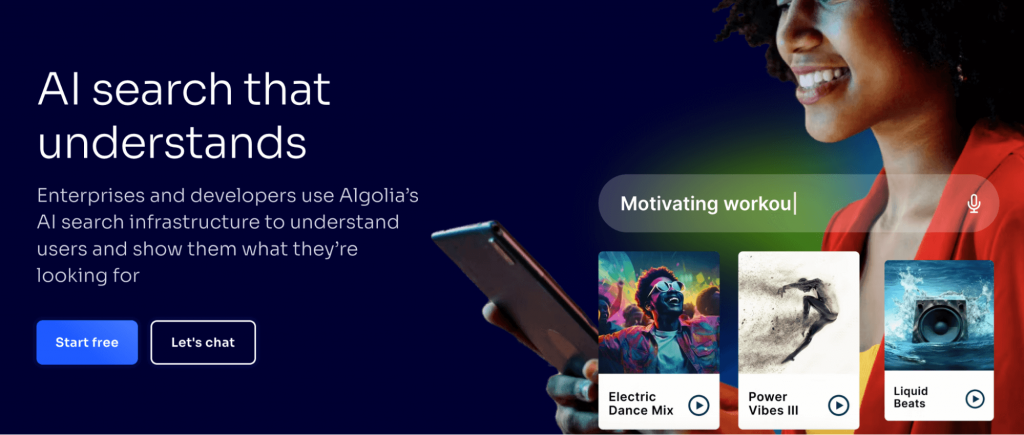 Algolia homepage